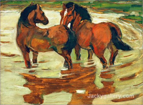 Two horses in the alluvial by Franz Marc paintings reproduction